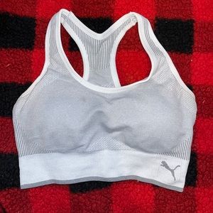 White and light grey Puma Sports bra